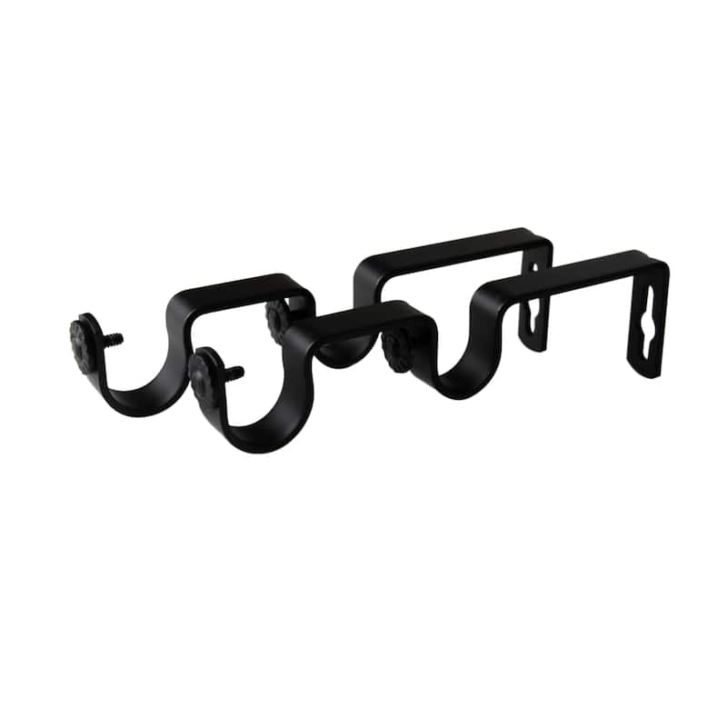 InStyleDesign Pair of Double Brackets for 1 inch Rod - n/a - Black