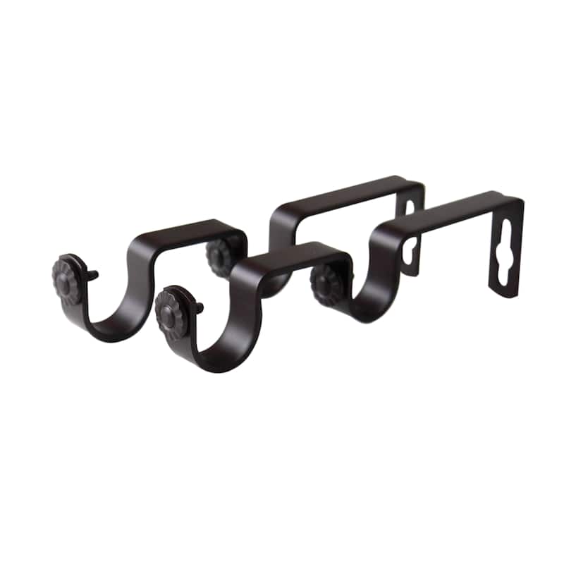 InStyleDesign Pair of Double Brackets for 1 inch Rod - n/a - satin nickel