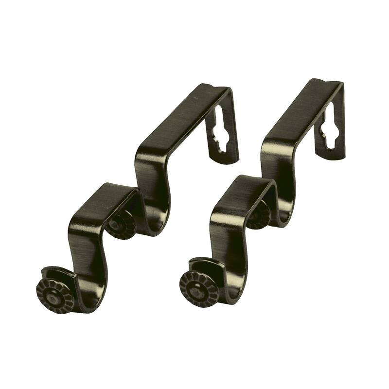 InStyleDesign Pair of Double Brackets for 3/4 inch Rod - n/a - Antique/Brass Finish - Antique Brass