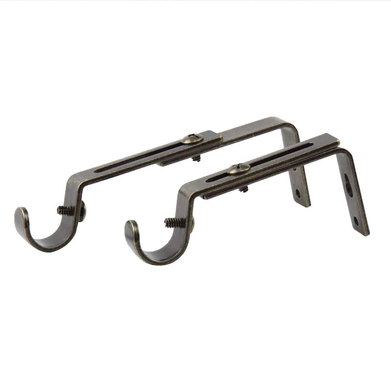InStyleDesign Pair of Adjustable Brackets for 3/4 inch Rod - n/a - Antique/Brass Finish - Antique Brass