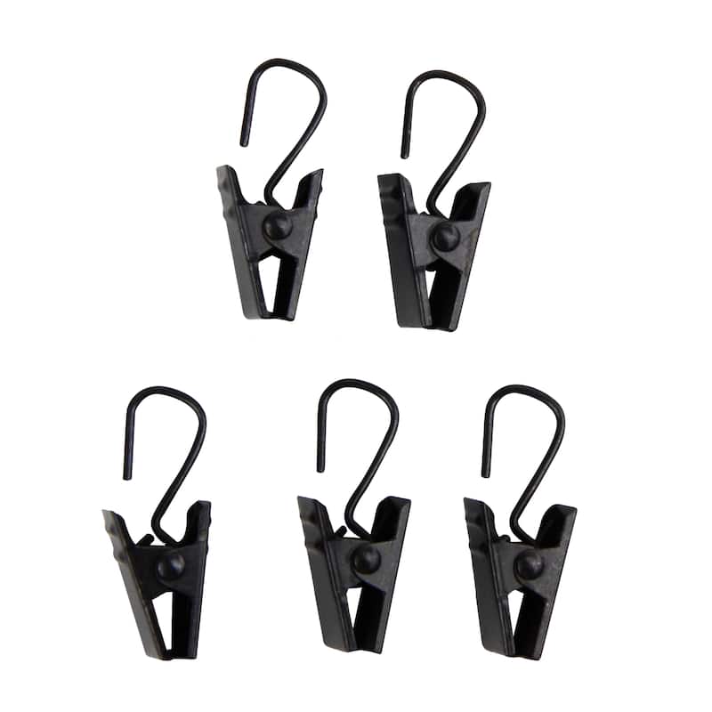 InStyleDesign Clips with Hooks (Set of 24) - n/a - Black Finish - Black