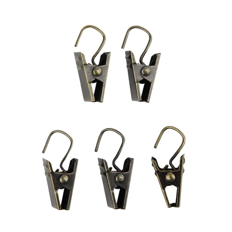 InStyleDesign Clips with Hooks (Set of 24) - n/a - Antique/Brass Finish - Antique Brass