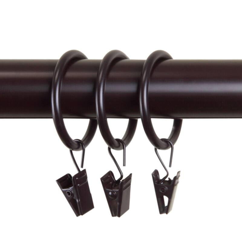 InStyleDesign 10 Curtain Clip Rings 1-3/8 inch - Mahogany