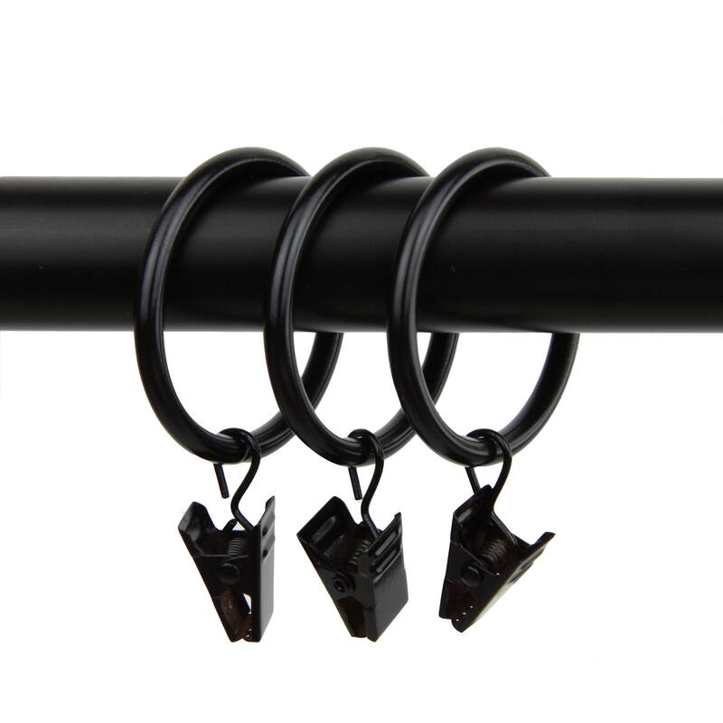 InStyleDesign 10 Curtain Clip Rings 1-3/8 inch - Black