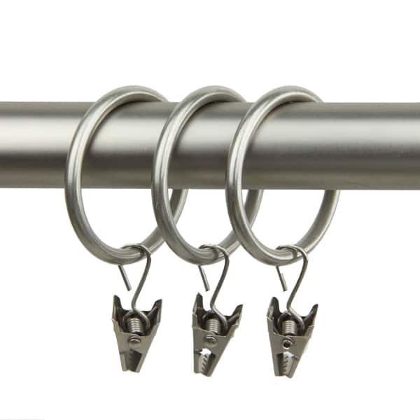 slide 2 of 6, InStyleDesign 10 Curtain Clip Rings 1-3/8 inch Satin Nickel