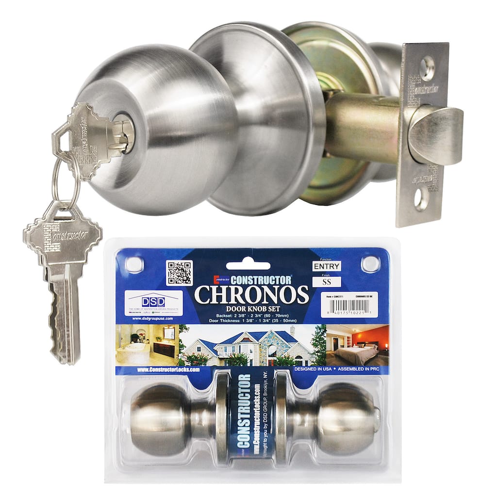 Chronos Entry Stainless Steel Finish Door Lever Lock Set Knob Handle Set
