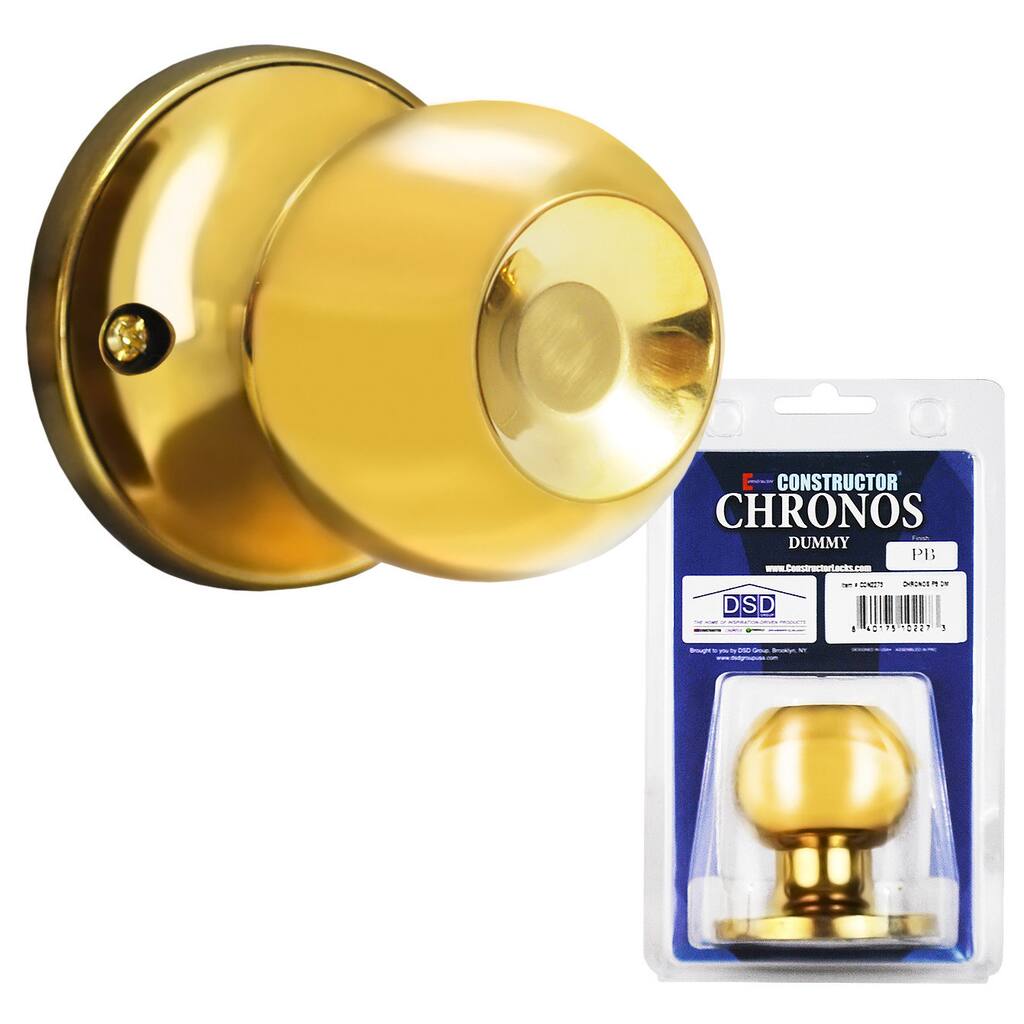 Chronos Dummy Polished Brass Finish Door Lever Lock Set Knob Handle Set