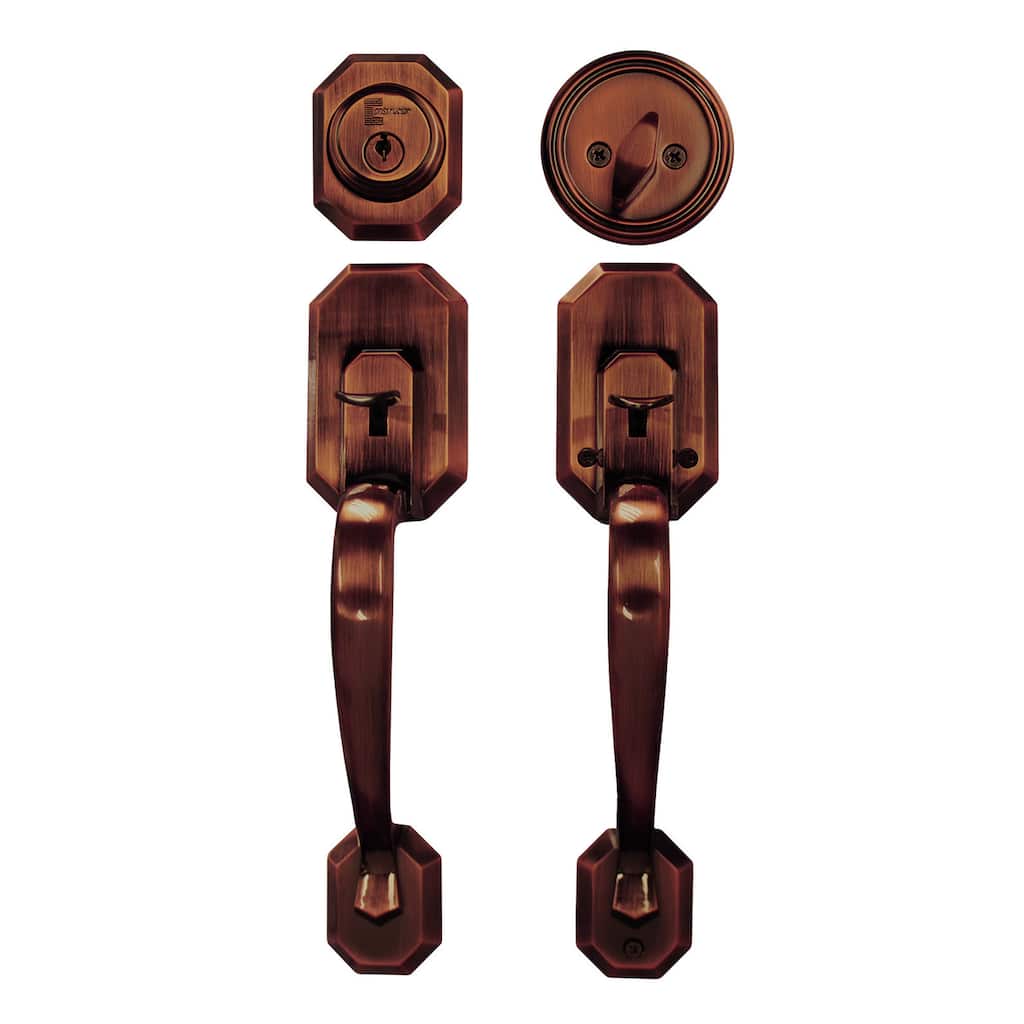 Cerberus Entry Hand Set Door Lock Lever Antique Copper Finish Door Lock Lever Handle Set