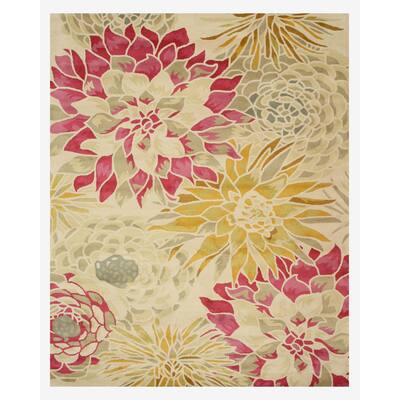 Hand-tufted Wool Ivory Transitional Floral Sunflower Rug - 5' x 8'