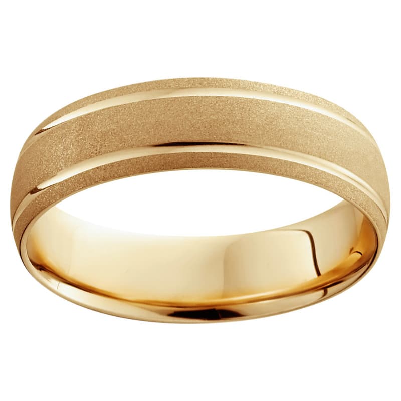 Bliss 14k Gold Men's 6mm Brushed Wedding Band - Yellow, Size 6