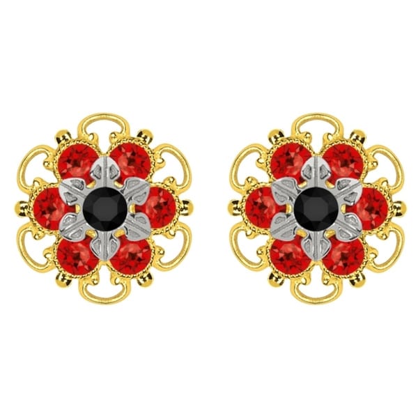 Lucia Costin Goldplated Sterling Silver Black/ Red Crystal Stud