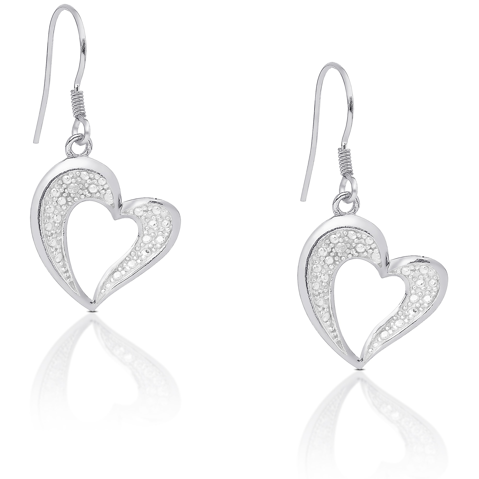 Silver Diamond Heart Earrings Sale, 54 