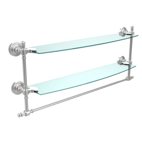 Retro Wave Collection 24-inch Two Tiered Glass Shelf with Integrated Towel Bar