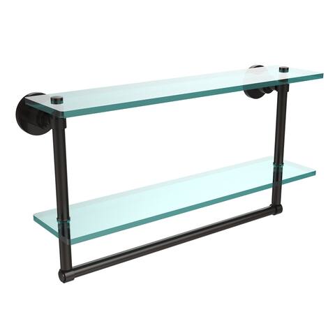 Washing Square Collection 22-inch Two Tiered Glass Shelf with Integrated Towel Bar