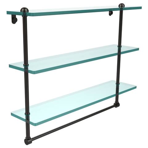 22-inch Triple Tiered Glass Shelf with Integrated Towel Bar