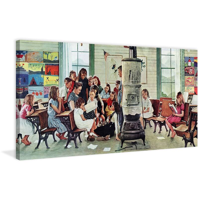 Marmont Hill - "Norman Rockwell Visits a Country School" by Norman Rockwell Painting Print on Canvas - Multi-Color