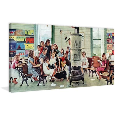 Marmont Hill - "Norman Rockwell Visits a Country School" by Norman Rockwell Painting Print on Canvas - Multi-Color