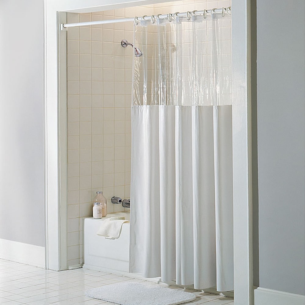 clear shower curtain with design
