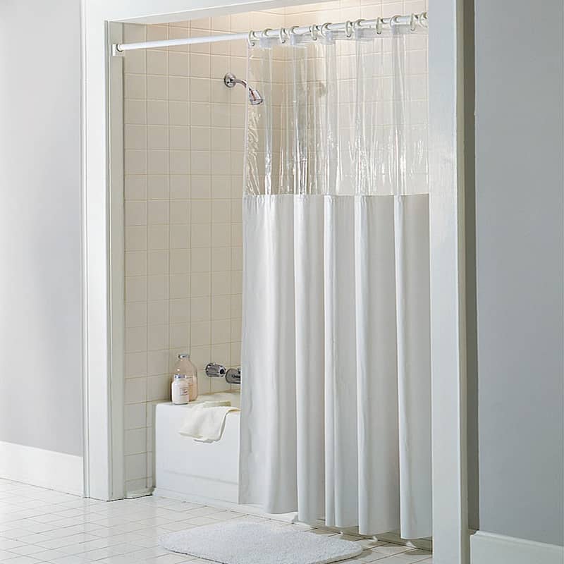 Clear/ White Vinyl Antibacterial Shower Curtain