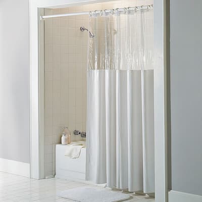 Clear/ White Vinyl Antibacterial Shower Curtain