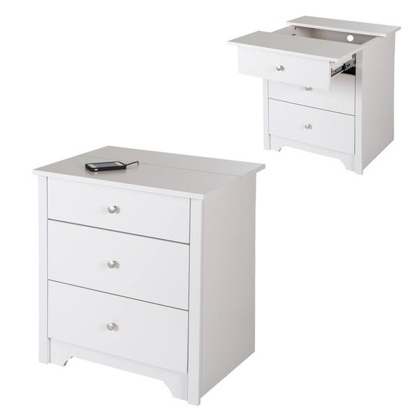 Shop South Shore Vito Nightstand Charging Station Overstock 10373484 Pure White