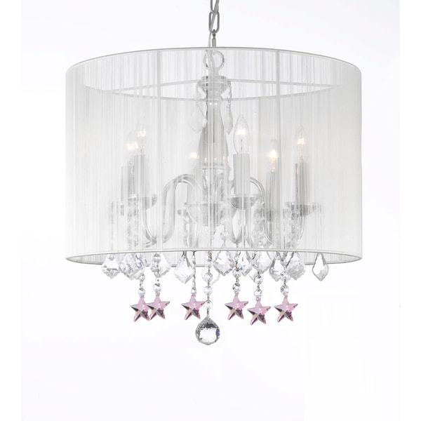 Contemporary Chandelier With Crystal White Shade And Pink Contemporary Chandelier With Crystal White Shade And Pink Stars Free Shipping Today 10373777