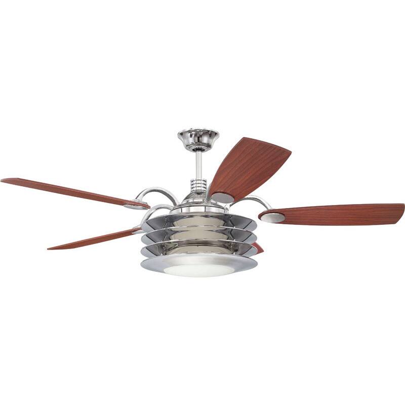 Ellington Rousseau 54-inch Ceiling Fan Chrome Finish, with Reversable Teak/ Walnut blades