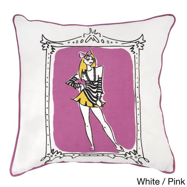 Brielle Home Soft Velvet Square Purple 18 in. x 18 in. Throw Pillow