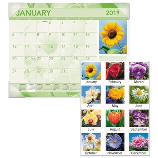 Shop AT-A-GLANCE Antique Floral Monthly Desk Pad Calendar, 22 x 17 ...