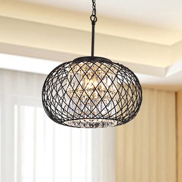 Yanira Antique Black Ironwork Crystal Pendant Chandelier ...