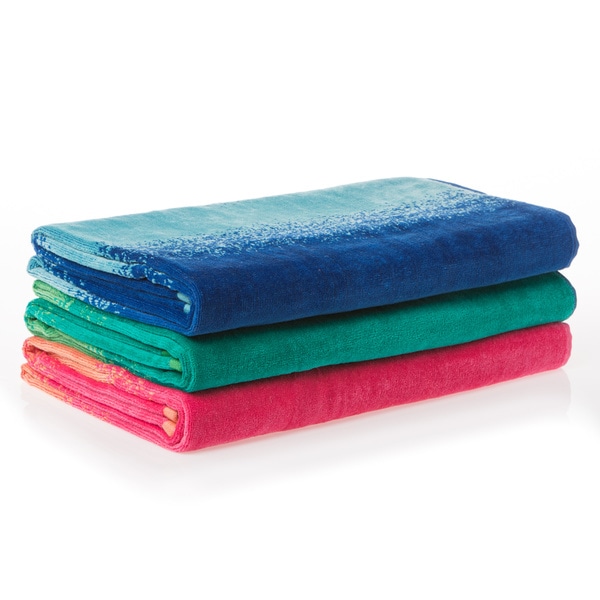 Ombre Jacquard Velour Beach Towel Pack Of 3 Free Shipping Ombre Jacquard Velour Beach Towel Pack Of 3