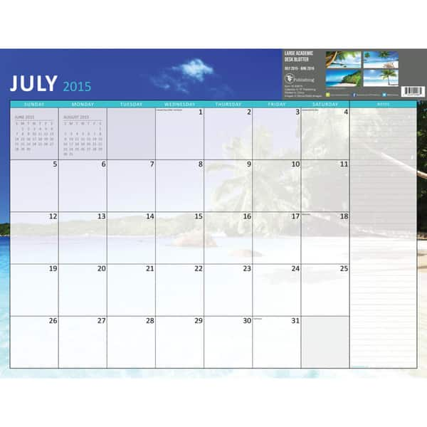 Shop 22 Inch Tropical Beaches July 2015 June 2016 Desk Blotter