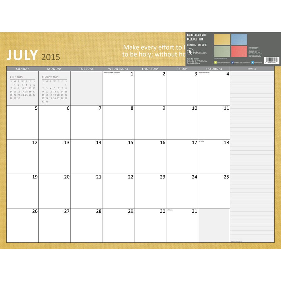 Shop 22 Inch Bible Verse July 15 June 16 Desk Blotter Calendar Overstock