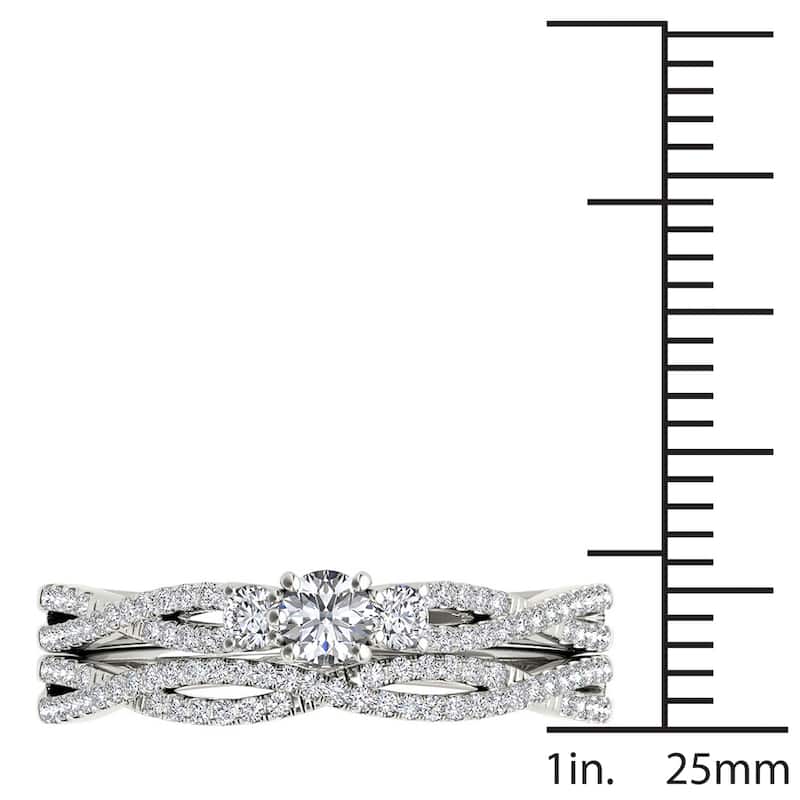 De Couer IGI Certified 14k White Gold 1/2ct TDW Diamond Three-Stone Anniversary Ring with One Band
