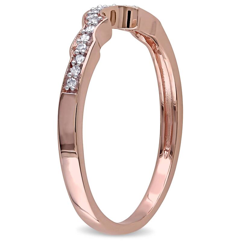 Miadora 10k Rose Gold and 1/10ct TDW Diamond Anniversary-style Stackable Wedding Band - White