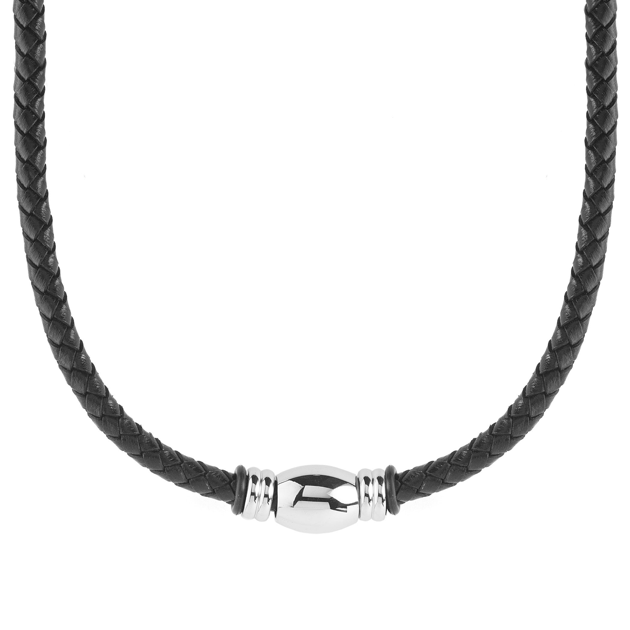 3mm Black/Grey Braided Leather Sterling Silver Necklace Or Bracelet 16" 18" 20"