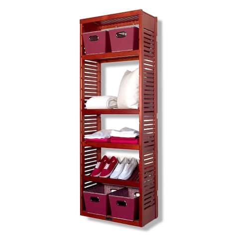 John Louis Home Solid Wood Premier Storage Tower Red Mahogany