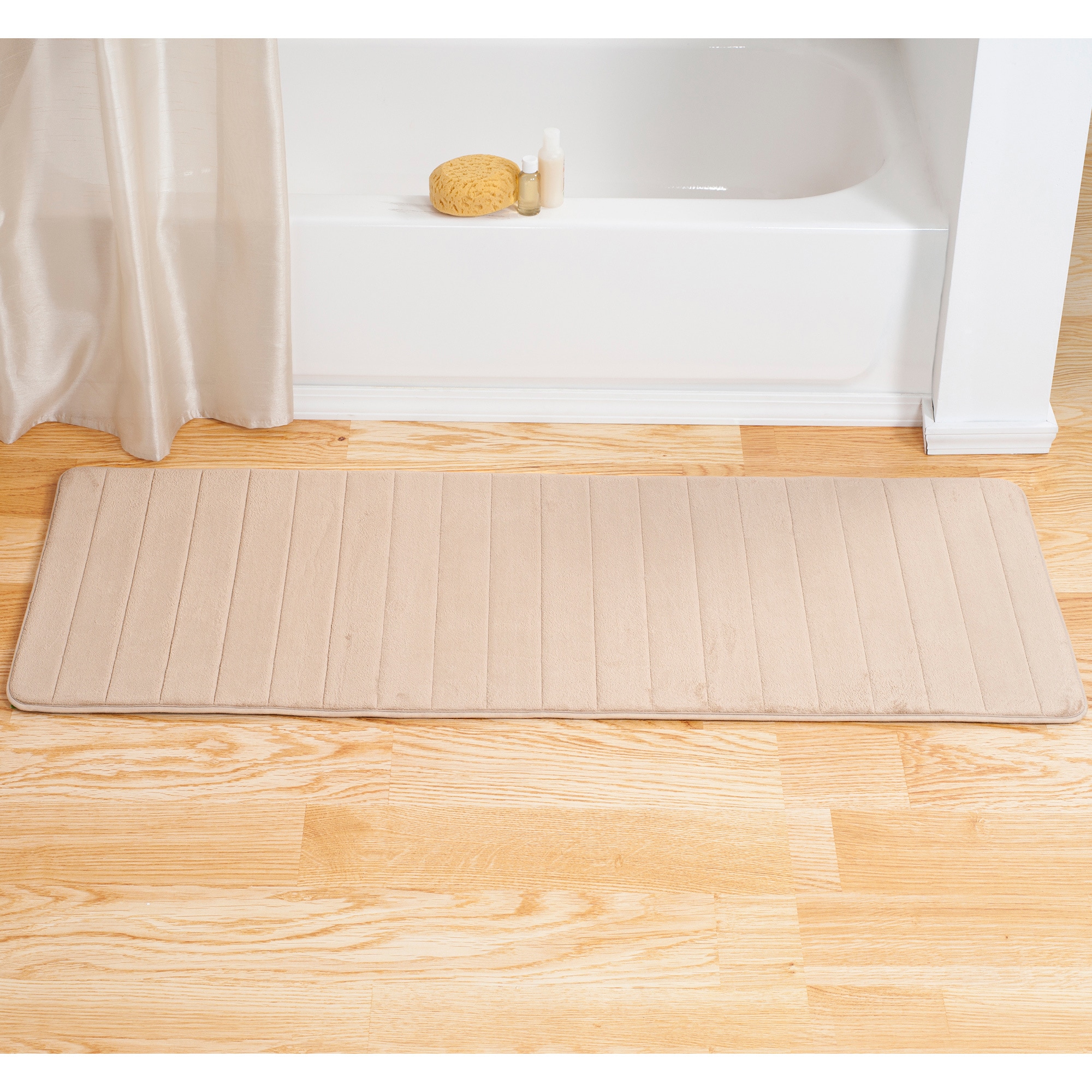 2-Piece Aqua Quilted Memory Foam Bath Mat Set, 17x24 & 20x32