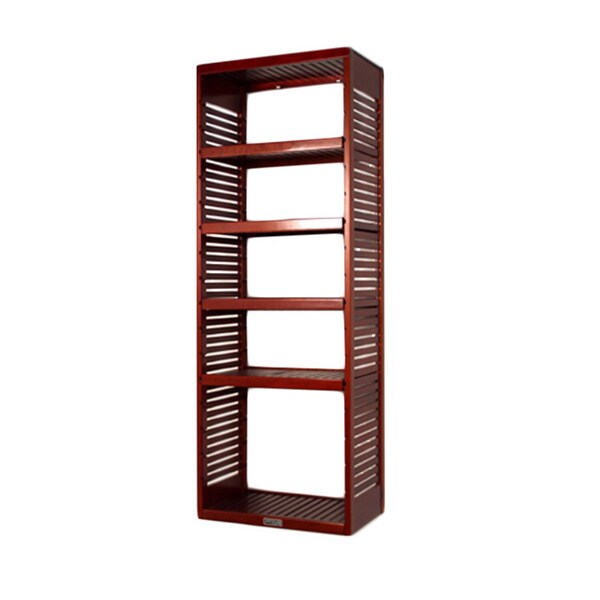 16-inch Deep Red Mahogany Standalone Tower with Adjustable Shelves 