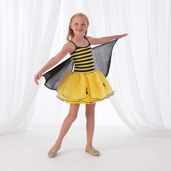 40 Black & Yellow Striped Bumblebee Girl Child Halloween Costume