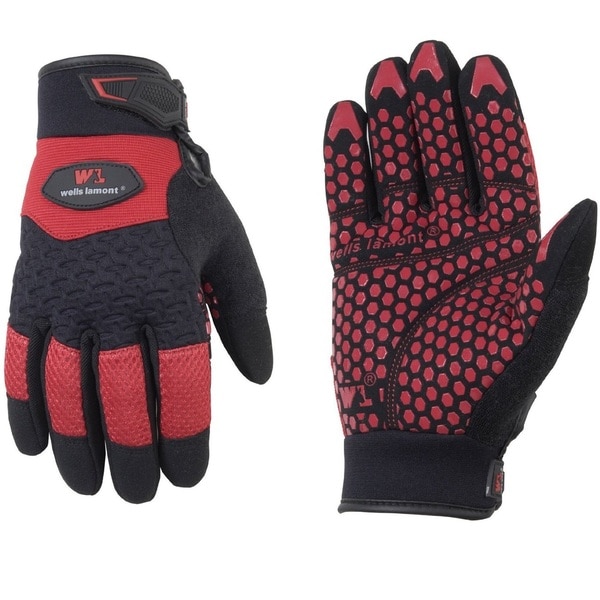 Wells Lamont Gripper Work Gloves for Men Red Black   17481877