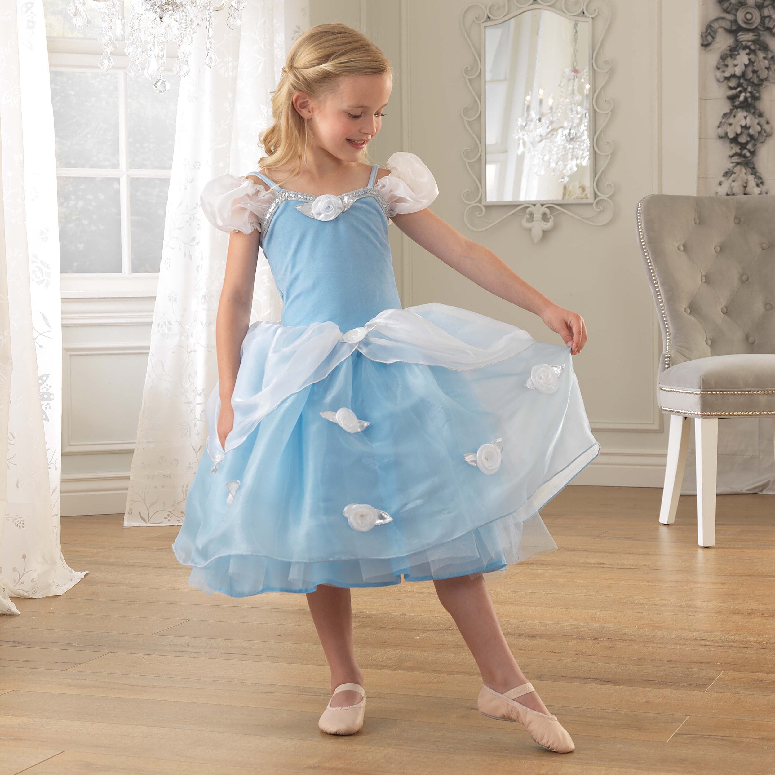 open lace back dress Blue Princess Cinderella Costume Dress for Girls Dress Up. Queen of  Kingdom. – Sara Dresses main image 0