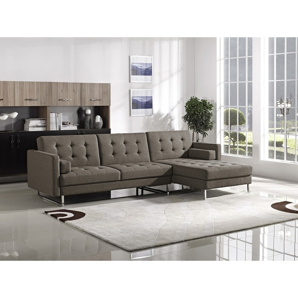 Divani Casa Smith Modern Brown Fabric Sectional Sofa Bed Overstock