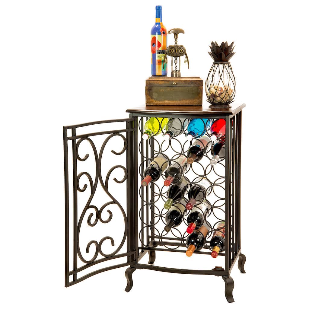 Oil Rubbed Bronze Open Design Wine Storage Cabinet