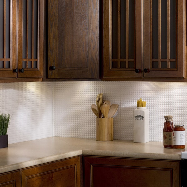 Shop Fasade Square Matte White 18 in. x 24 in. Backsplash Panel - Free ...