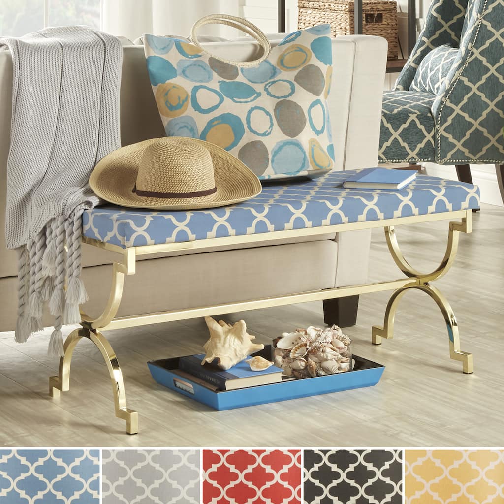 Kenza Moroccan Print Pattern Gold Finish Bench iNSPIRE Q Bold