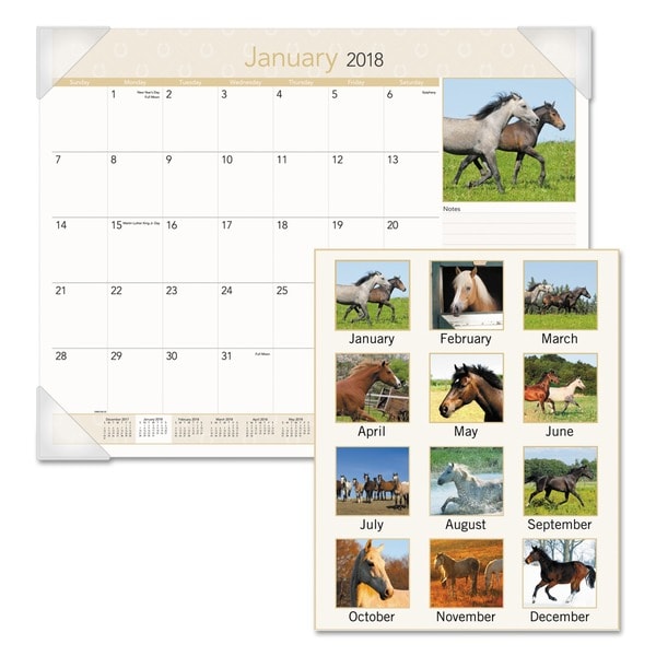 Shop ATAGLANCE Horses Monthly Desk Pad, 22 x 17, 2018 Free Shipping