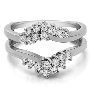 twobirch sterling silver 35ct tdw diamond fancy bypass chevron style ring guard enhancer - Wedding Ring Jackets twobirch sterling silver 35ct tdw diamond fancy bypass chevron style ring guard enhancer - Wedding Ring Jackets