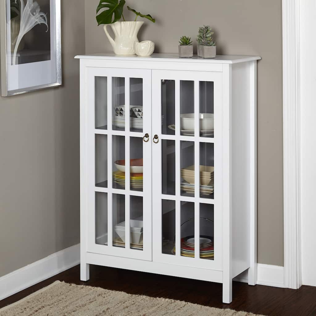 Simple Living Portland Glass Window Pane Cabinet