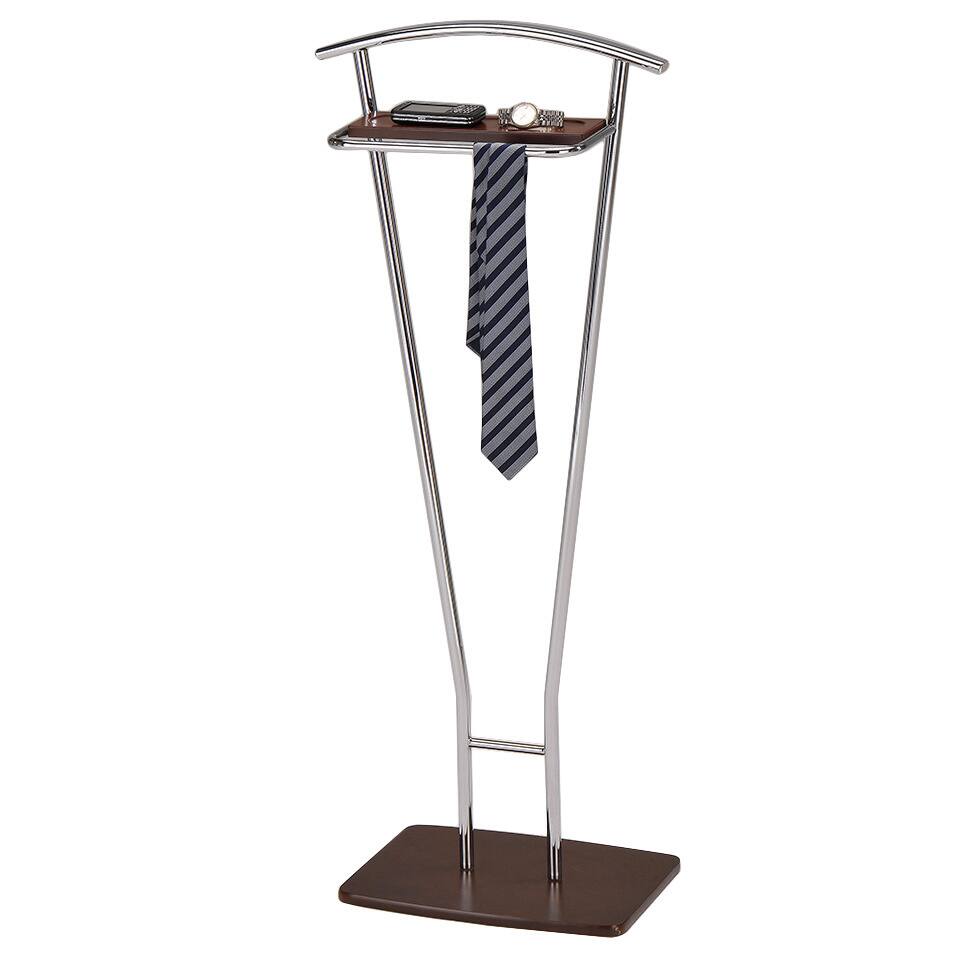 K & B CH-4373 Valet Chrome / Walnut Finish